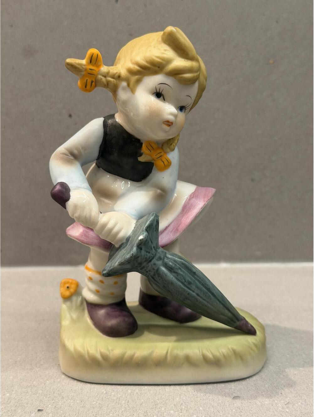 Vintage China Japan Girl Umbrella Porcelain Figurine MCM